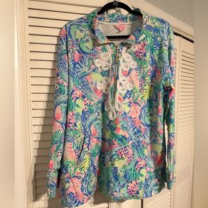 NWT Lilly Pulitzer Skipper Popover Multi Mermaids Cove Mermaid Holy Grail Sz L
